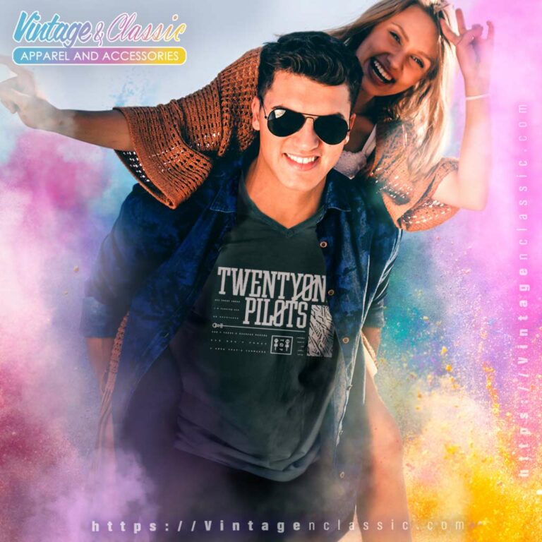 Twenty One Pilots Newsprint V Neck TShirt Twenty One Pilots Newsprint V Neck TShirt