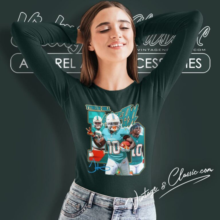 Tyreek Hill Miami Dolphins Caricature Long Sleeve Tee Tyreek Hill Miami Dolphins Caricature Long Sleeve Tee