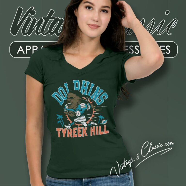 Tyreek Hill Shirt Miami Dolphins Homage Caricature V Neck TShirt Tyreek Hill Shirt Miami Dolphins Homage Caricature V Neck TShirt