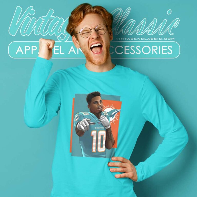 Tyreek Hill South Beach Cheetah To Miami Dolphins Long Sleeve Tee Tyreek Hill South Beach Cheetah To Miami Dolphins Long Sleeve Tee