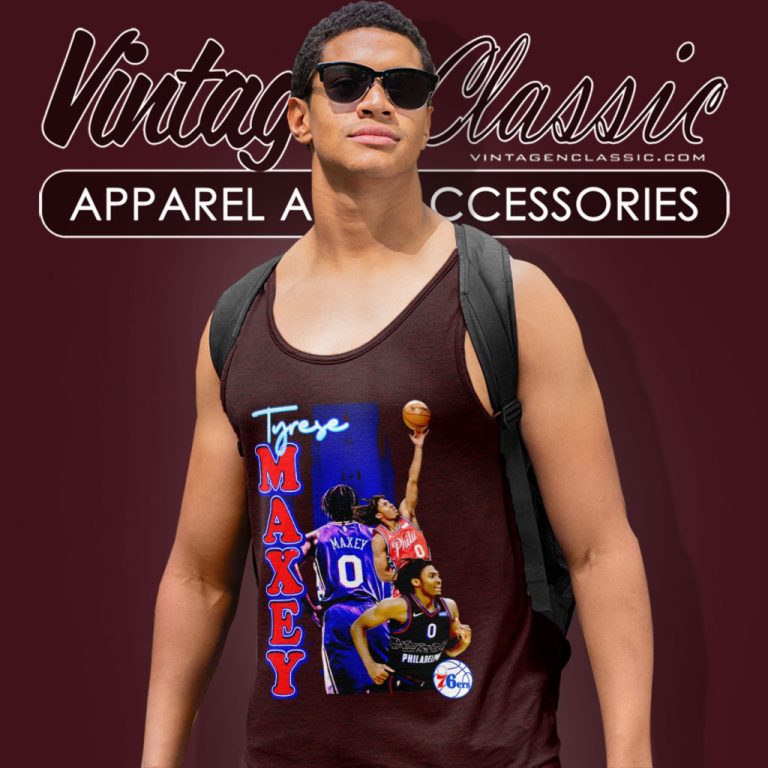 Tyrese Maxey Philadelphia 76ers Graphic Tank Top Racerback Tyrese Maxey Philadelphia 76ers Graphic Tank Top Racerback