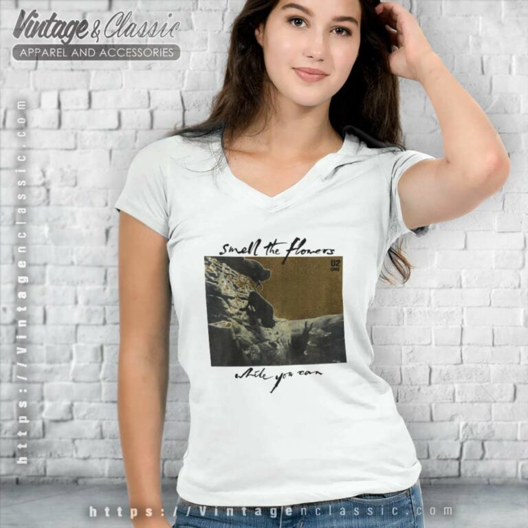U2 Smell The Flowers V Neck TShirt U2 Smell The Flowers V Neck TShirt