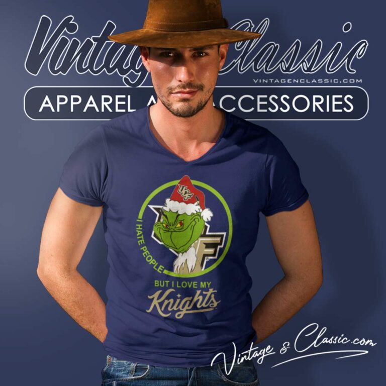Ucf Knights Ncaa Christmas Grinch Shirt I Hate People But I Love My Knights V Neck TShirt Ucf Knights Ncaa Christmas Grinch Shirt I Hate People But I Love My Knights V Neck TShirt