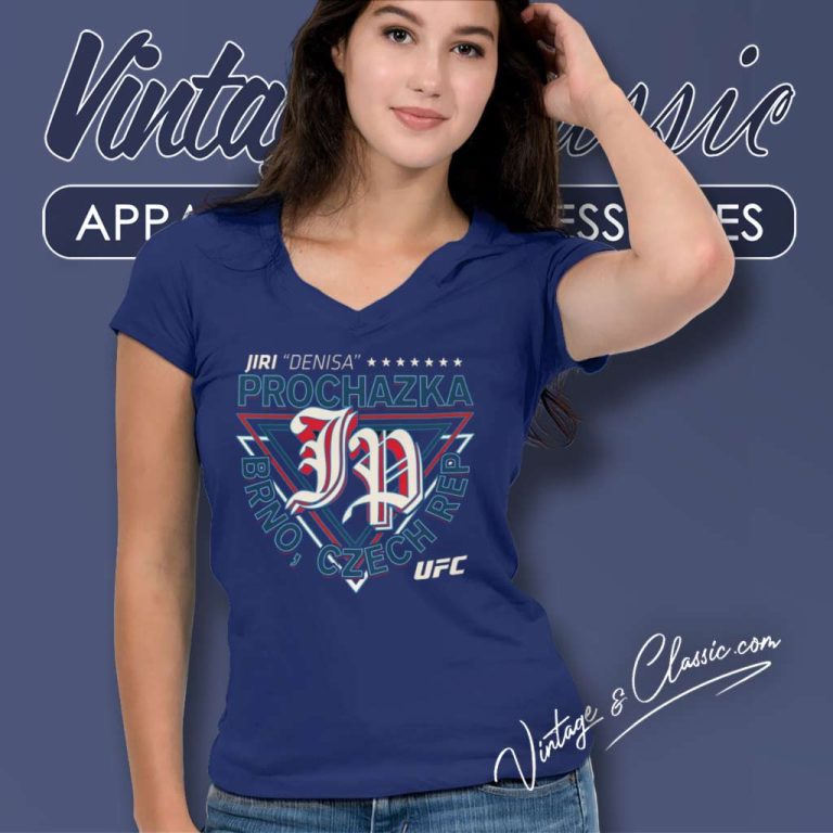 Ufc Jiri Denisa Prochazka Crest Brno Czech Rep V Neck TShirt Ufc Jiri Denisa Prochazka Crest Brno Czech Rep V Neck TShirt