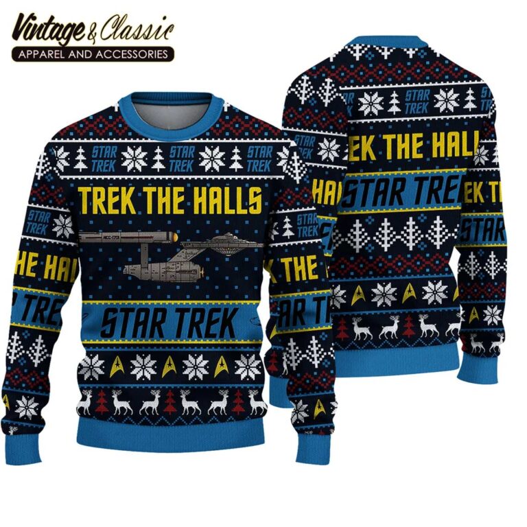 Ugly Christmas Sweater Trek the Halls Star Trek Sweatshirt Ugly Christmas Sweater Trek the Halls Star Trek Sweatshirt