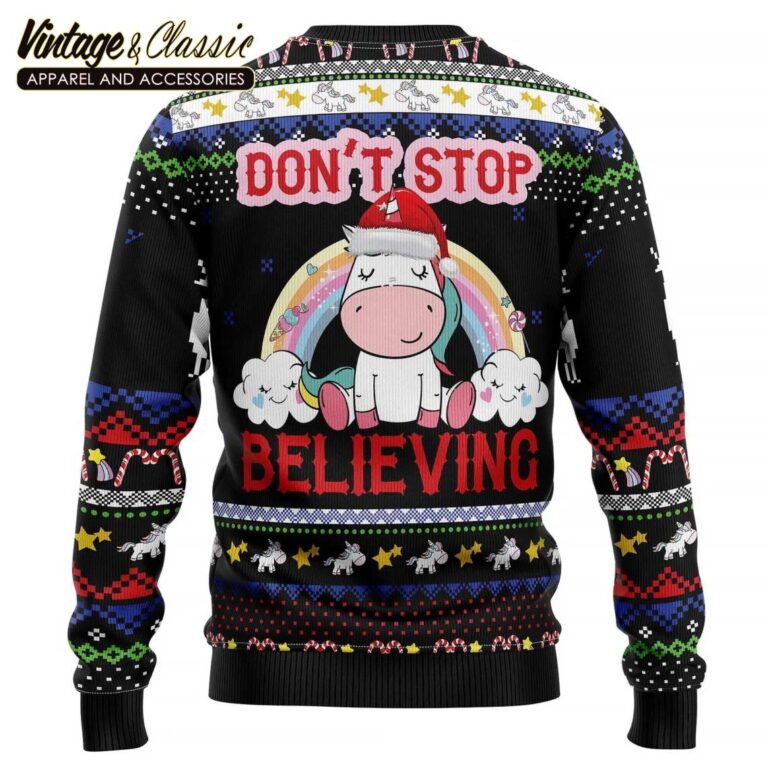 Unicorn Dont Stop Believing Ugly Christmas Sweater Xmas Sweatshirt Unicorn Dont Stop Believing Ugly Christmas Sweater Xmas Sweatshirt