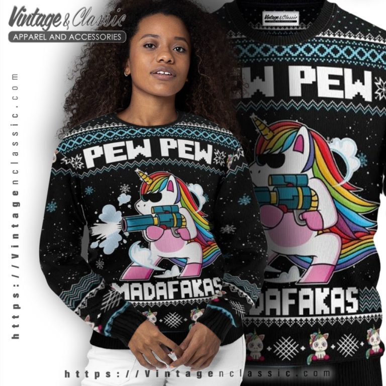 Unicorn Pew Pew Ugly Christmas Sweater Women Ugly Sweater Unicorn Pew Pew Ugly Christmas Sweater Women Ugly Sweater