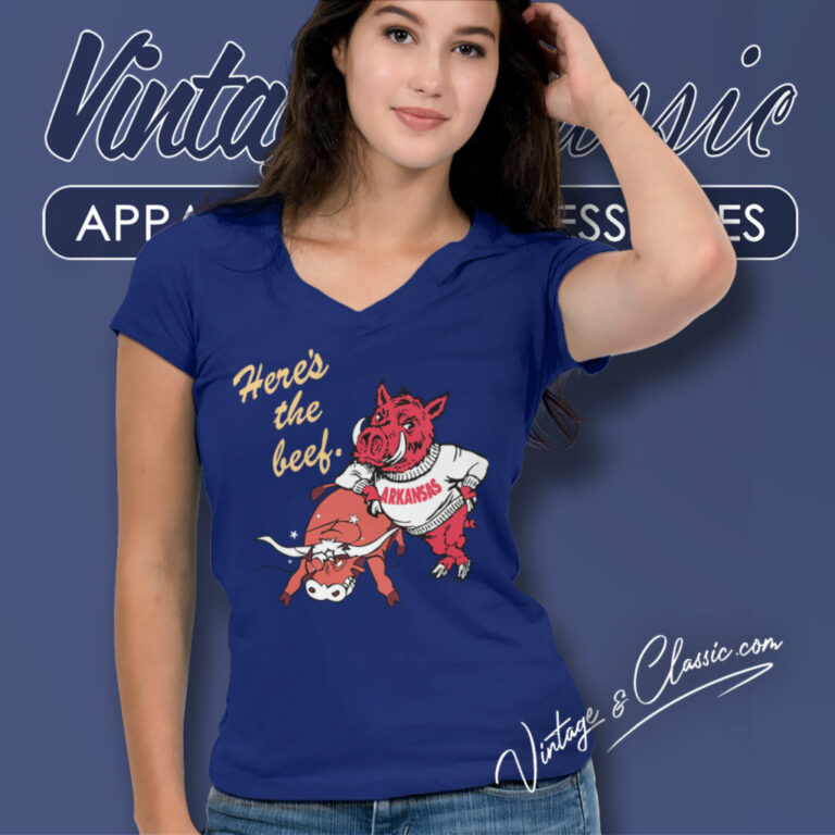 University Of Arkansas Here The Beef V Neck TShirt University Of Arkansas Here The Beef V Neck TShirt