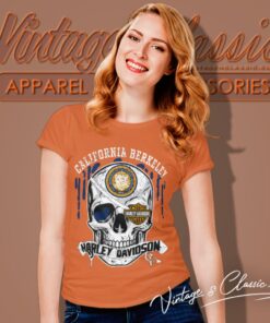 University Of California Berkeley Harley Davidson Skull Women T Shirt