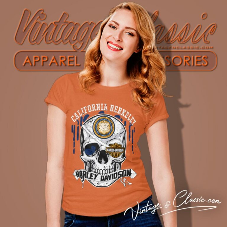 University Of California Berkeley Harley Davidson Skull Women T Shirt University Of California Berkeley Harley Davidson Skull Women T Shirt