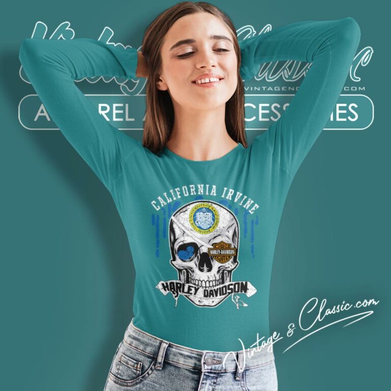 University Of California Irvine Harley Davidson Skull Long Sleeve Tee University Of California Irvine Harley Davidson Skull Long Sleeve Tee