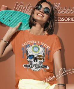 University Of California Irvine Harley Davidson Skull Women T Shirt