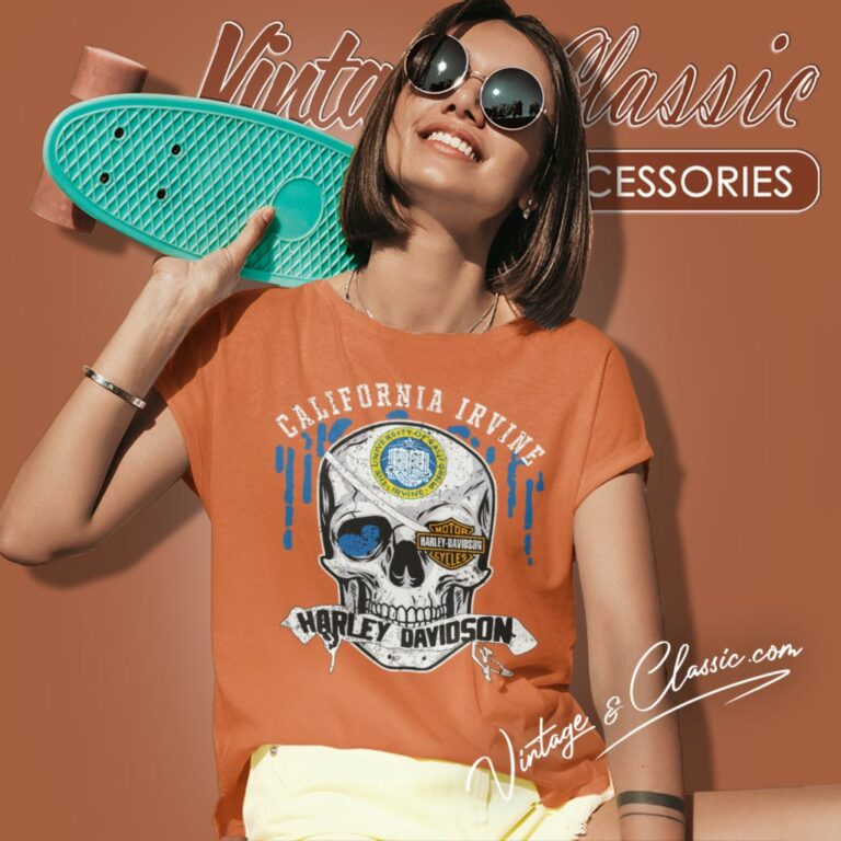 University Of California Irvine Harley Davidson Skull Women T Shirt University Of California Irvine Harley Davidson Skull Women T Shirt