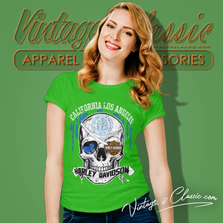 University Of California Los Angeles Harley Davidson Skull Women T Shirt University Of California Los Angeles Harley Davidson Skull Women T Shirt