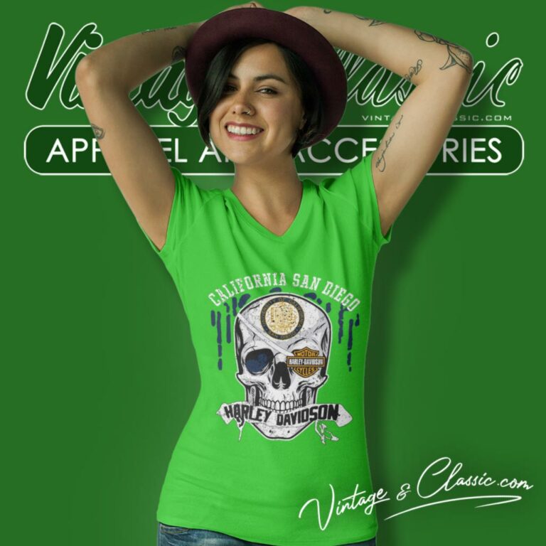 University Of California San Diego Harley Davidson Skull V Neck TShirt University Of California San Diego Harley Davidson Skull V Neck TShirt