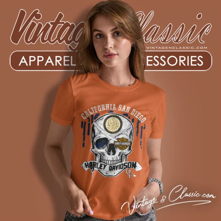 University Of California San Diego Harley Davidson Skull Women T Shirt University Of California San Diego Harley Davidson Skull Women T Shirt