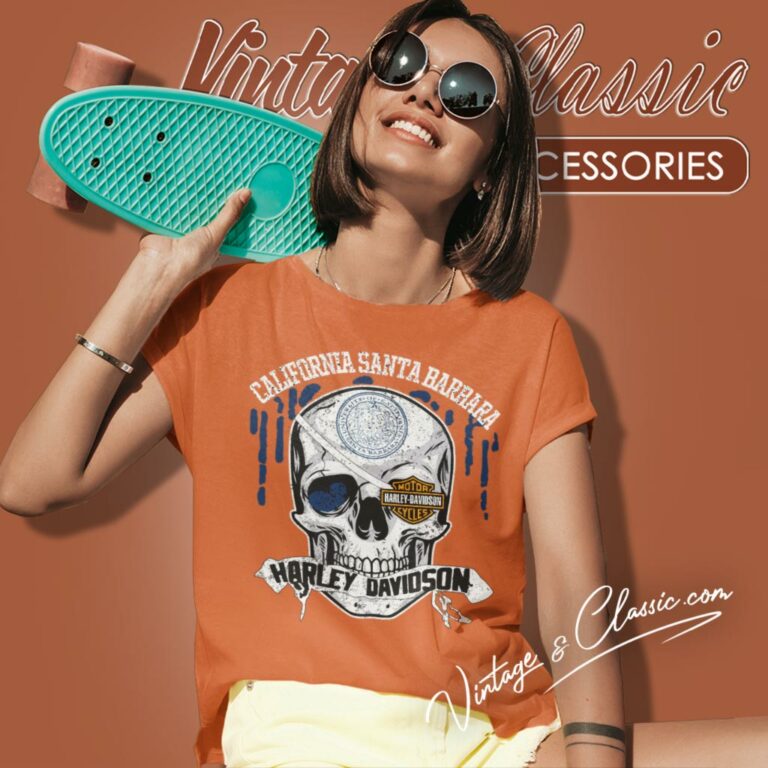 University Of California Santa Barbara Harley Davidson Skull Women T Shirt University Of California Santa Barbara Harley Davidson Skull Women T Shirt