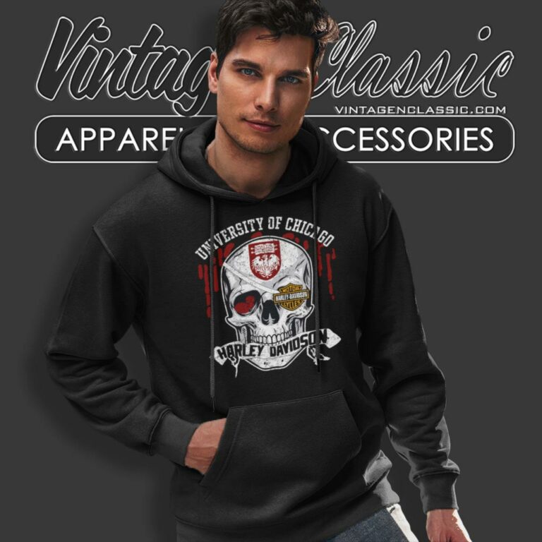 University Of Chicago Harley Davidson Skull Hoodie University Of Chicago Harley Davidson Skull Hoodie