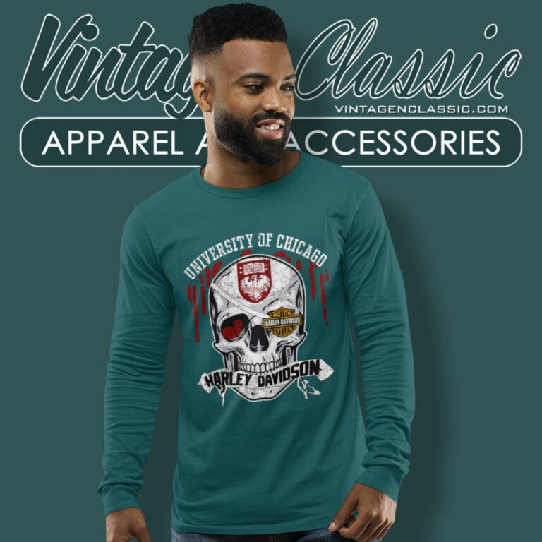 University Of Chicago Harley Davidson Skull Long Sleeve Tee University Of Chicago Harley Davidson Skull Long Sleeve Tee