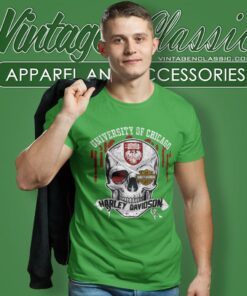 University Of Chicago Harley Davidson Skull T Shirt