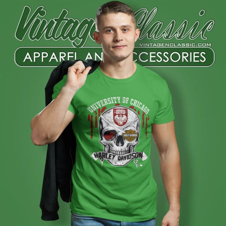 University Of Chicago Harley Davidson Skull T Shirt University Of Chicago Harley Davidson Skull T Shirt