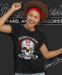 University Of Chicago Harley Davidson Skull Women T Shirt