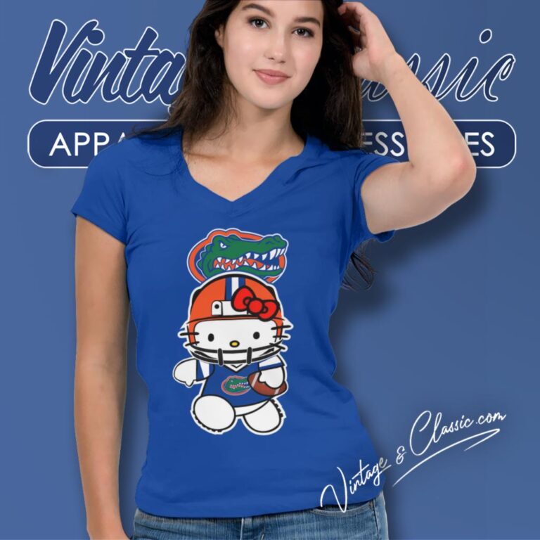University Of Florida Gators Hello Kitty V Neck TShirt University Of Florida Gators Hello Kitty V Neck TShirt