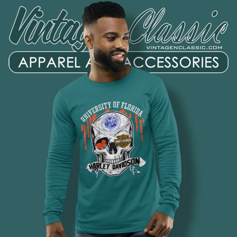 University Of Florida Harley Davidson Skull Long Sleeve Tee University Of Florida Harley Davidson Skull Long Sleeve Tee