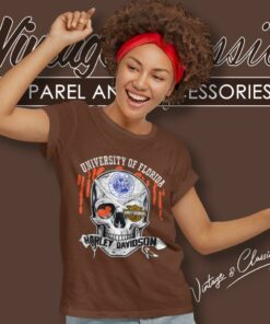University Of Florida Harley Davidson Skull Women T Shirt