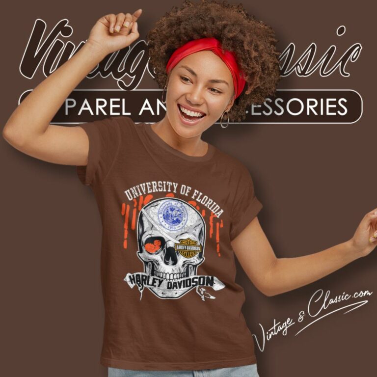 University Of Florida Harley Davidson Skull Women T Shirt University Of Florida Harley Davidson Skull Women T Shirt