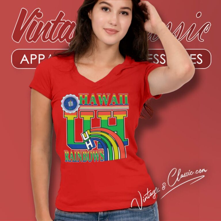 University Of Hawaii Rainbow V Neck TShirt University Of Hawaii Rainbow V Neck TShirt