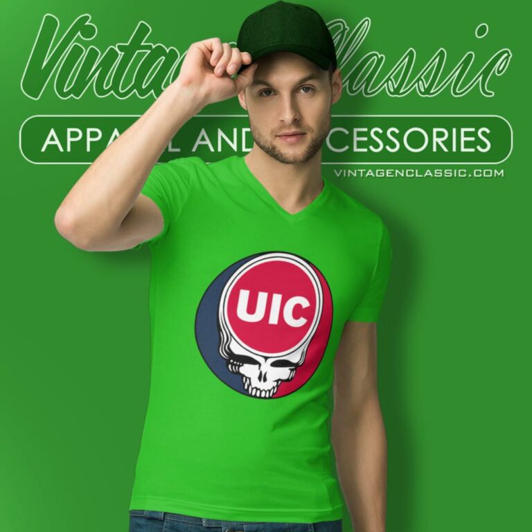 University Of Illinois Chicago Grateful Dead Steal Your Face V Neck TShirt University Of Illinois Chicago Grateful Dead Steal Your Face V Neck TShirt