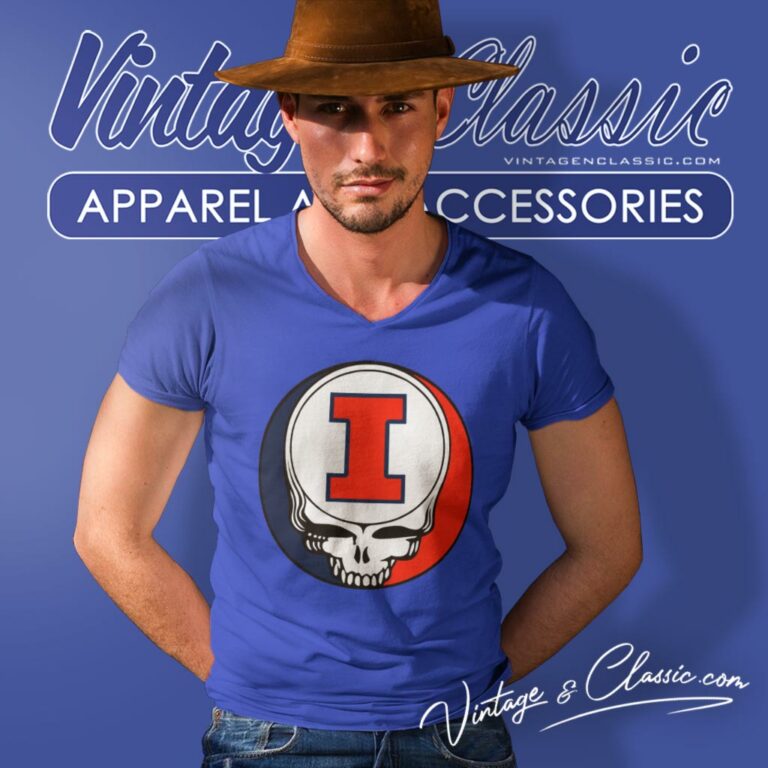 University Of Illinois Urbana Champaign Grateful Dead Steal Your Face V Neck TShirt University Of Illinois Urbana Champaign Grateful Dead Steal Your Face V Neck TShirt