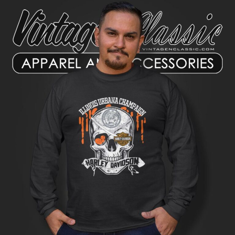 University Of Illinois Urbana Champaign Harley Davidson Skull Long Sleeve Tee University Of Illinois Urbana Champaign Harley Davidson Skull Long Sleeve Tee