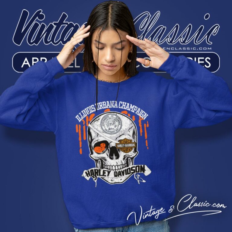 University Of Illinois Urbana Champaign Harley Davidson Skull Sweatshirt University Of Illinois Urbana Champaign Harley Davidson Skull Sweatshirt