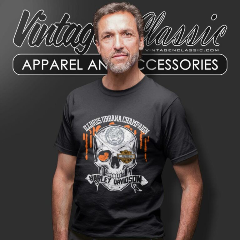 University Of Illinois Urbana Champaign Harley Davidson Skull T Shirt University Of Illinois Urbana Champaign Harley Davidson Skull T Shirt