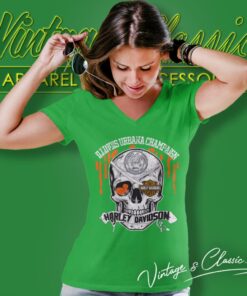 University Of Illinois Urbana Champaign Harley Davidson Skull V Neck TShirt