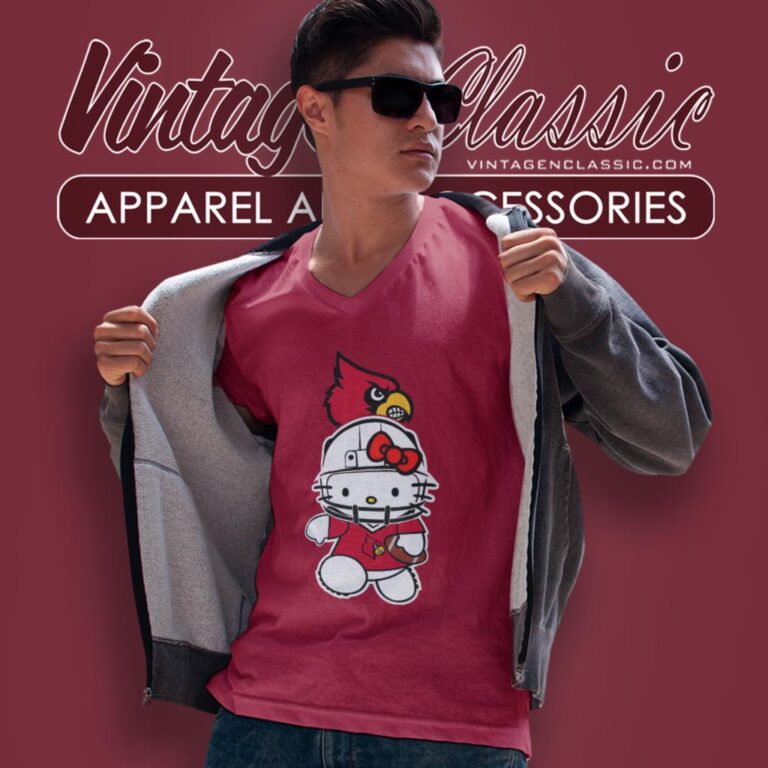 University Of Louisville Cardinals Hello Kitty V Neck TShirt University Of Louisville Cardinals Hello Kitty V Neck TShirt