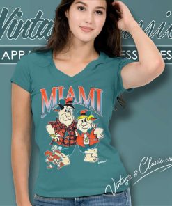 University Of Miami Hurricanes Flintstones Shirt 5 University Of Miami Hurricanes Flintstones V Neck TShirt
