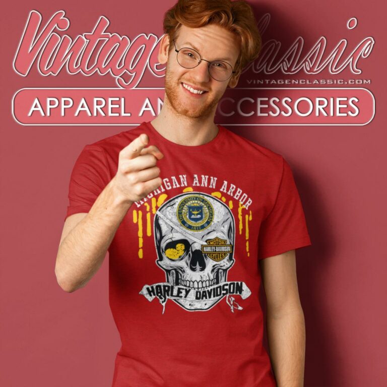 University Of Michigan Ann Arbor Harley Davidson Skull T Shirt University Of Michigan Ann Arbor Harley Davidson Skull T Shirt