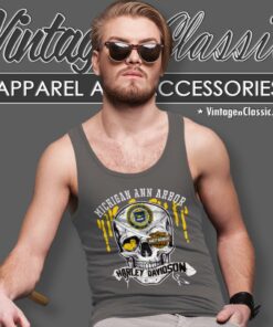 University Of Michigan Ann Arbor Harley Davidson Skull Tank Top Racerback
