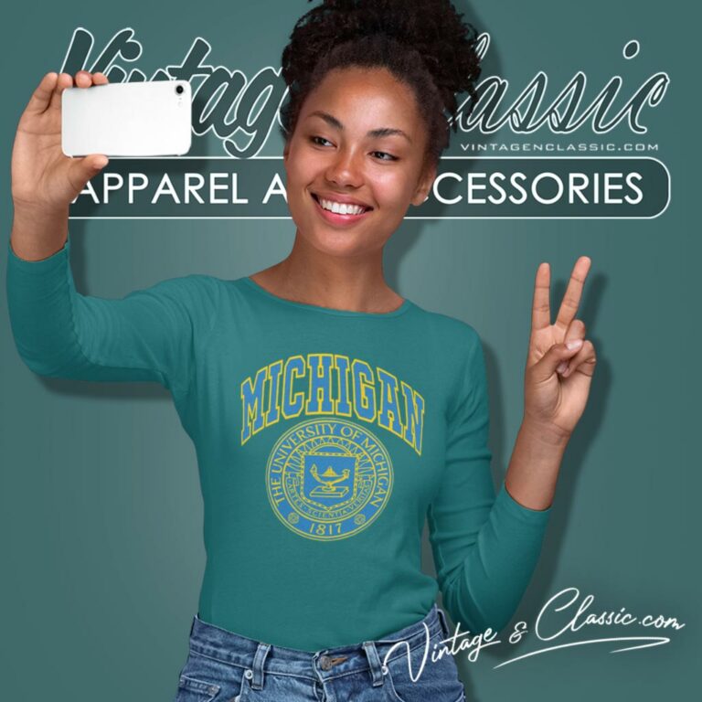 University Of Michigan Big Logo Long Sleeve Tee University Of Michigan Big Logo Long Sleeve Tee