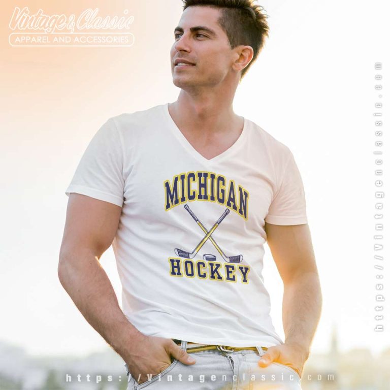 University Of Michigan Hockey Wolverines V Neck TShirt University Of Michigan Hockey Wolverines V Neck TShirt