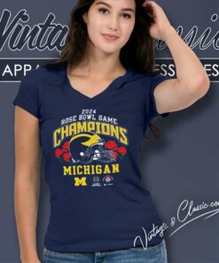 University Of Michigan Rose Bowl Game Champions 2024 V Neck TShirt