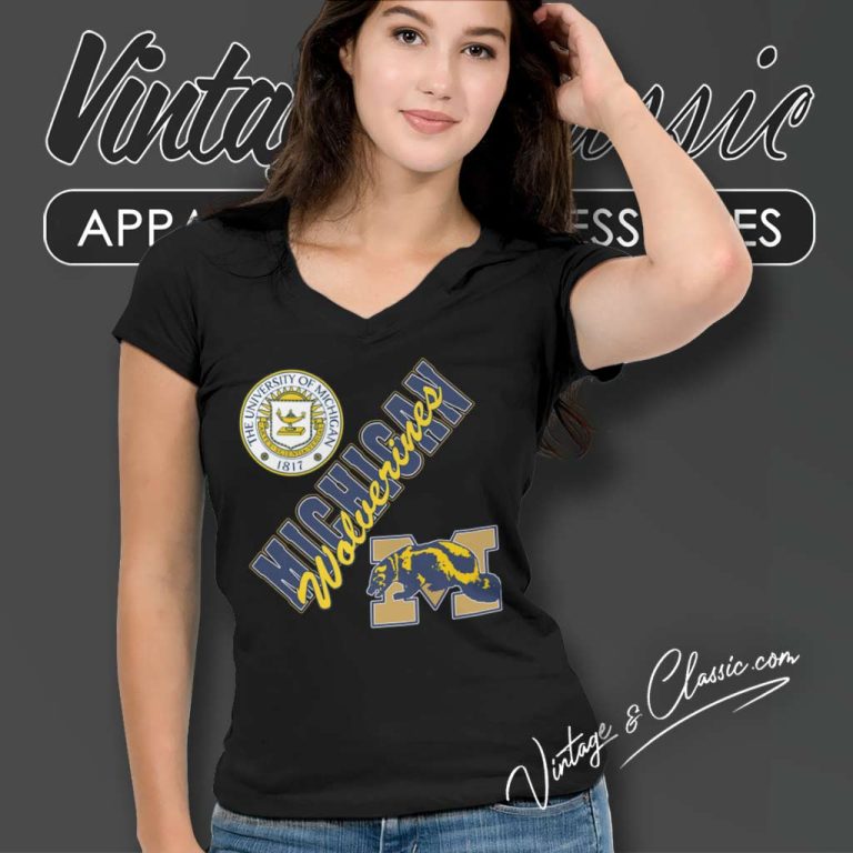 University Of Michigan Wolverines V Neck TShirt University Of Michigan Wolverines V Neck TShirt
