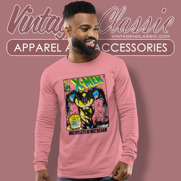 University Of Michigan Wolverines X Men Marvel Comics Long Sleeve Tee University Of Michigan Wolverines X Men Marvel Comics Long Sleeve Tee