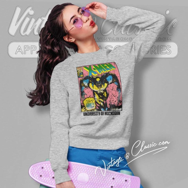 University Of Michigan Wolverines X Men Marvel Comics Sweatshirt University Of Michigan Wolverines X Men Marvel Comics Sweatshirt