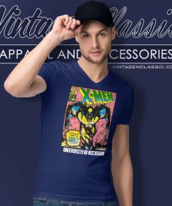 University Of Michigan Wolverines X Men Marvel Comics V Neck TShirt