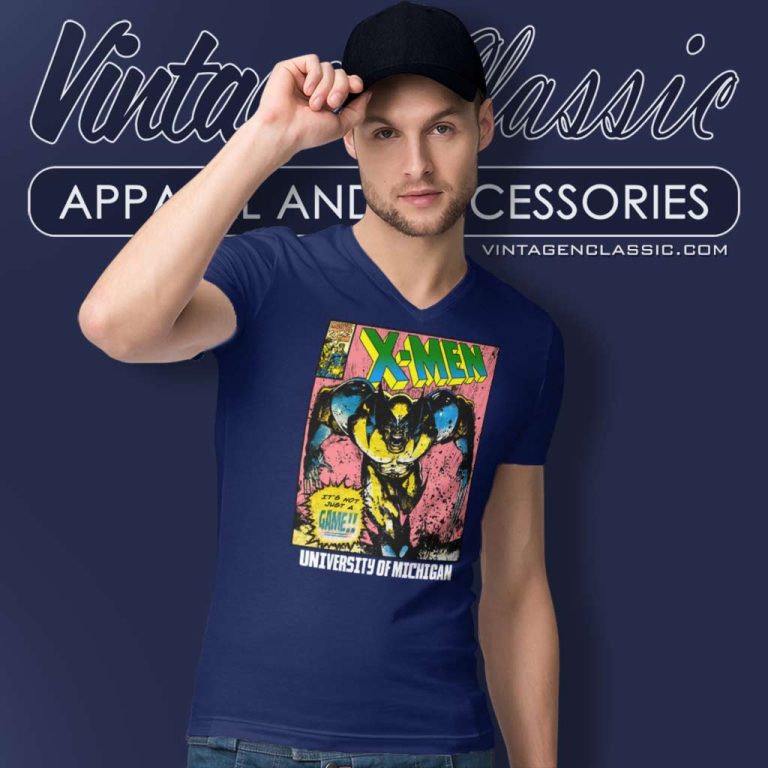 University Of Michigan Wolverines X Men Marvel Comics V Neck TShirt University Of Michigan Wolverines X Men Marvel Comics V Neck TShirt