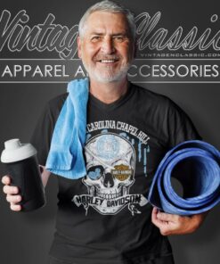 University Of North Carolina Chapel Hill Harley Davidson Skull V Neck TShirt